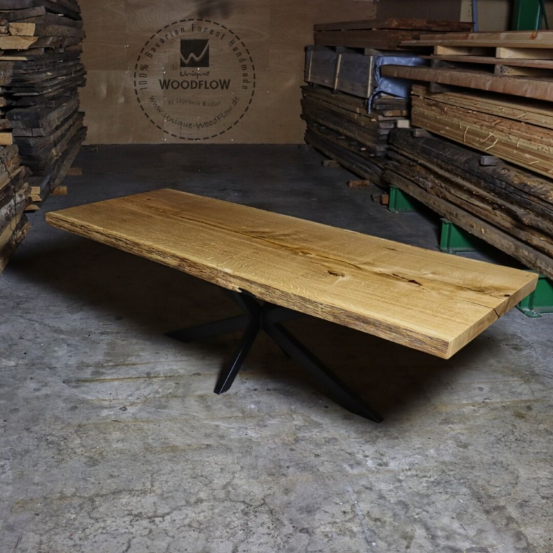 Eiche Baumscheiben Tisch front 2,50 x 1,00m 1