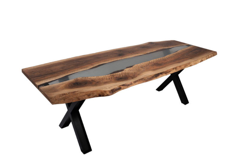Nussbaum Rivertable Esstisch mit Baumkante